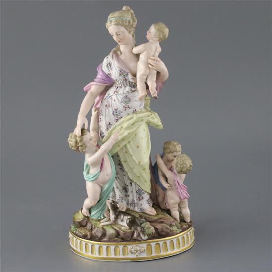 A Meissen group of a classical maiden and four cherubs, 19th century, H. 29cm